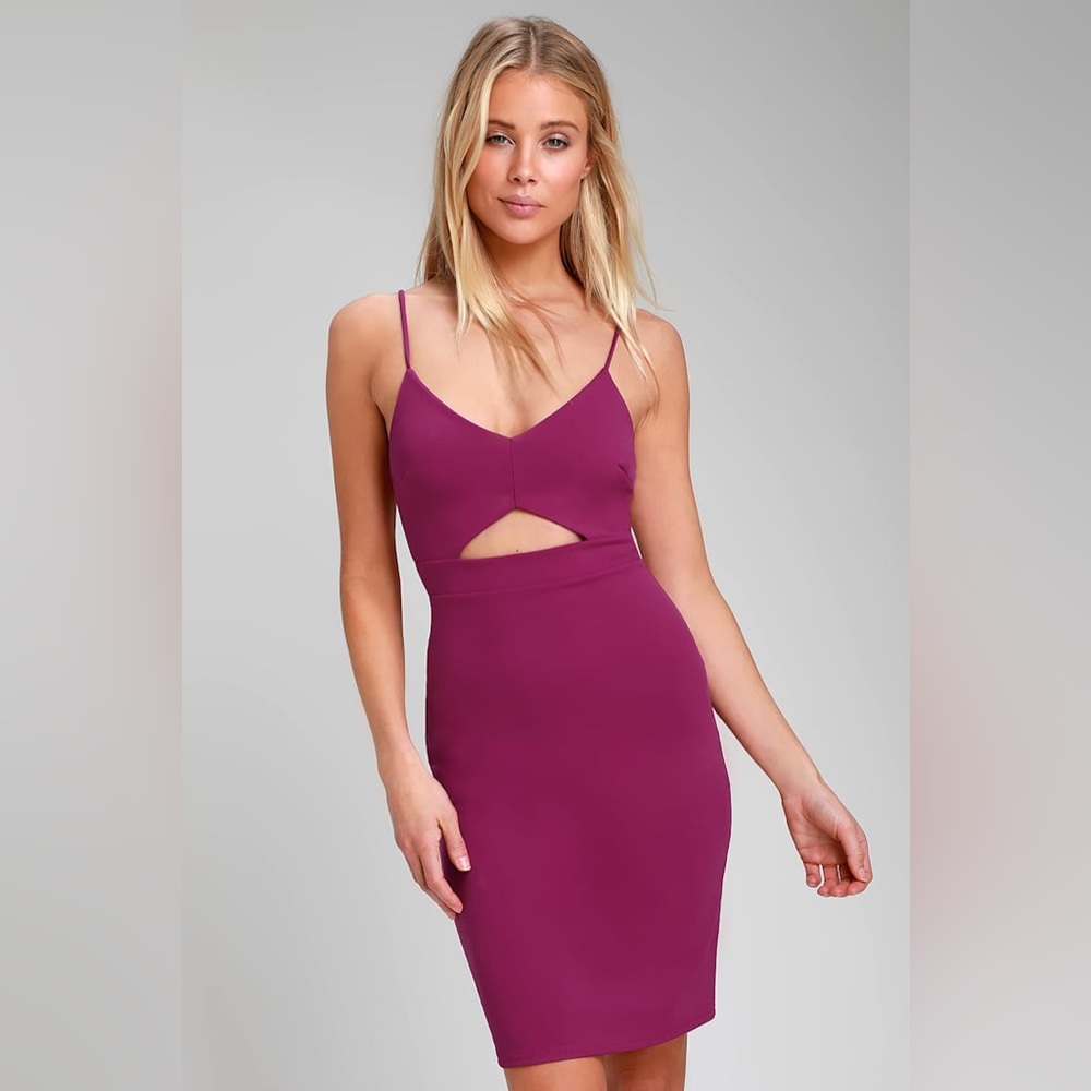 Lulu's Chic Pic Magenta Cutout Bodycon Dress